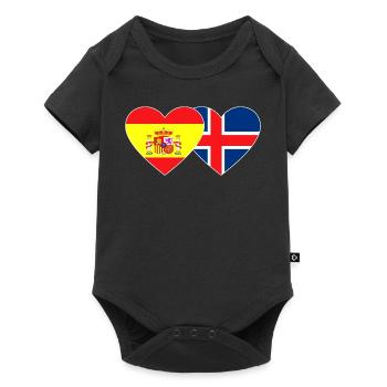 Spain Iceland Flag Heart - Baby Premium short-sleeve bodysuit - black - Front