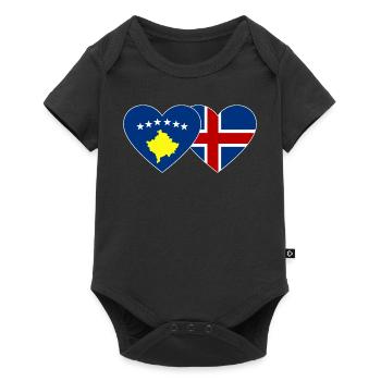 Kosovo Iceland Flag Heart - Baby Premium short-sleeve bodysuit - black - Front