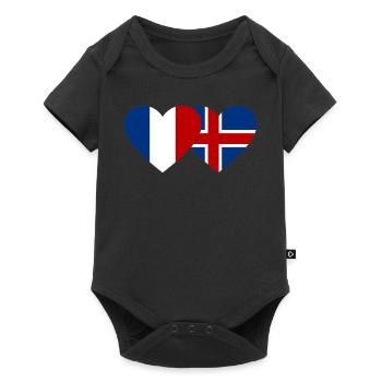 France Islande Flag Coeur - Body à manches courtes Premium Bébé - noir - Devant