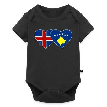 Iceland Kosovo Flag Heart - Baby Premium short-sleeve bodysuit - black - Front