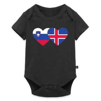 Slovenia Iceland Flag Heart - Baby Premium short-sleeve bodysuit - black - Front