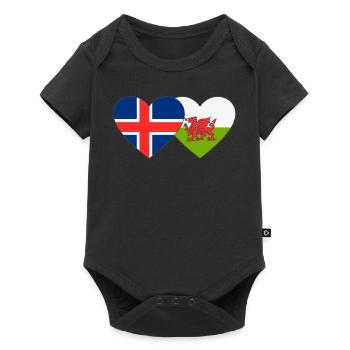 Iceland Wales Flag Heart - Baby Premium short-sleeve bodysuit - black - Front