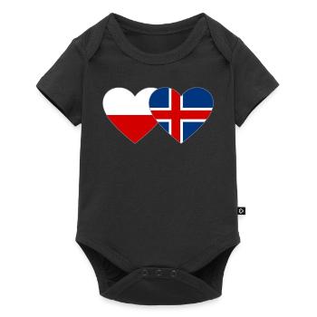 Poland Iceland Flag Heart - Baby Premium short-sleeve bodysuit - black - Front