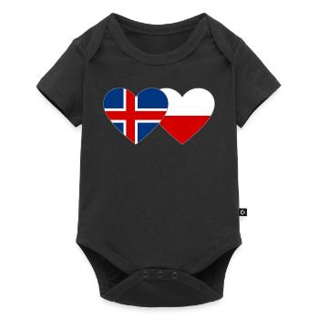 Iceland Poland Flag Heart - Baby Premium short-sleeve bodysuit - black - Front