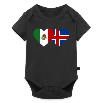 Mexico Iceland Flag Heart - Baby Premium short-sleeve bodysuit - black - Front