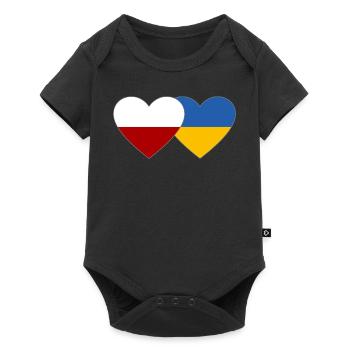 Pologne Ukraine Flag Coeur - Body à manches courtes Premium Bébé - noir - Devant