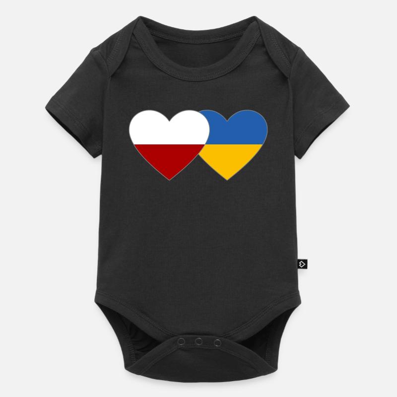 Pologne Ukraine Flag Coeur - Body à manches courtes Premium Bébé - noir