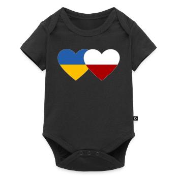 Ukraine Poland Flag Heart - Baby Premium short-sleeve bodysuit - black - Front