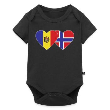 Moldova Norway Flag Heart - Baby Premium short-sleeve bodysuit - black - Front