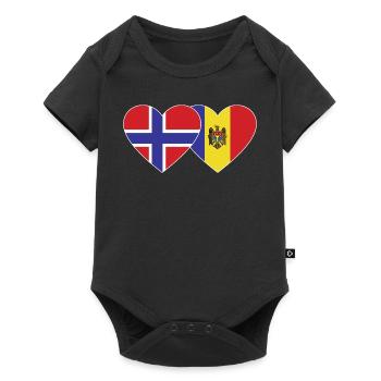 Norway Moldova Flag Heart - Baby Premium short-sleeve bodysuit - black - Front