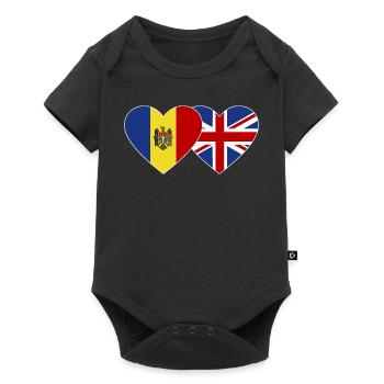 Moldavie Angleterre Drapeau Coeur - Body à manches courtes Premium Bébé - noir - Devant