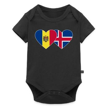 Moldova Iceland Flag Heart - Baby Premium short-sleeve bodysuit - black - Front