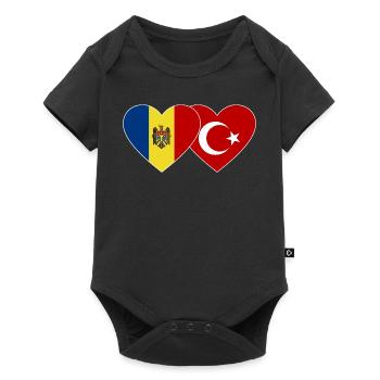 Moldova Turkey Flag Heart - Baby Premium short-sleeve bodysuit - black - Front