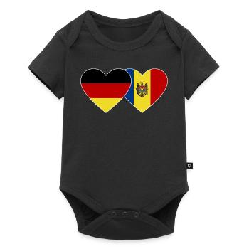 Allemagne Moldavie Drapeau Coeur - Body à manches courtes Premium Bébé - noir - Devant