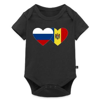 Russia Moldova Flag Heart - Baby Premium short-sleeve bodysuit - black - Front