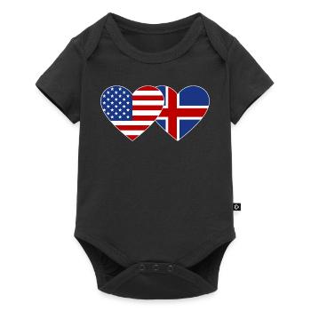 USA Iceland Flag Heart - Baby Premium short-sleeve bodysuit - black - Front