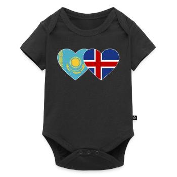 Kasachstan Island Flagge Herz - Baby Premium Kurzarmbody - Schwarz - Vorne