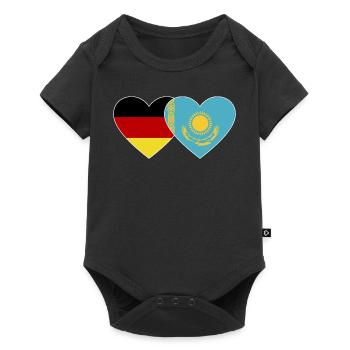 Germany Kazakhstan Flag Heart - Baby Premium short-sleeve bodysuit - black - Front