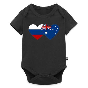 Russia Australia Flag Heart - Baby Premium short-sleeve bodysuit - black - Front