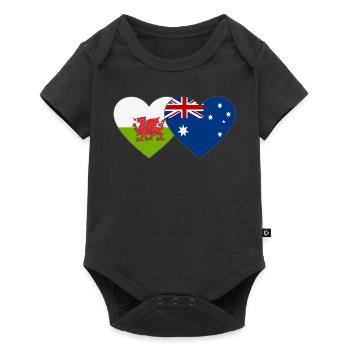 Wales Australia Flag Heart - Baby Premium short-sleeve bodysuit - black - Front