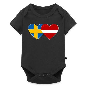 Sweden Latvia Flag Heart - Baby Premium short-sleeve bodysuit - black - Front