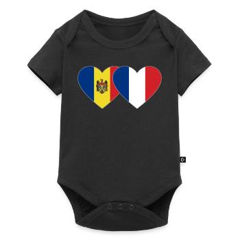 Moldova France Flag Heart - Baby Premium short-sleeve bodysuit - black - Front