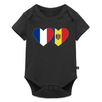 France Moldova Flag Heart - Baby Premium short-sleeve bodysuit - black - Front