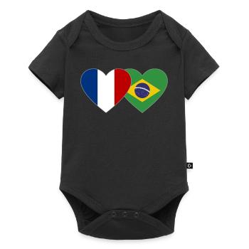 France Brésil Flag Coeur - Body à manches courtes Premium Bébé - noir - Devant