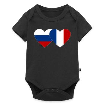 Russie France Flag Coeur - Body à manches courtes Premium Bébé - noir - Devant