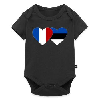 France Estonie Flag Coeur - Body à manches courtes Premium Bébé - noir - Devant