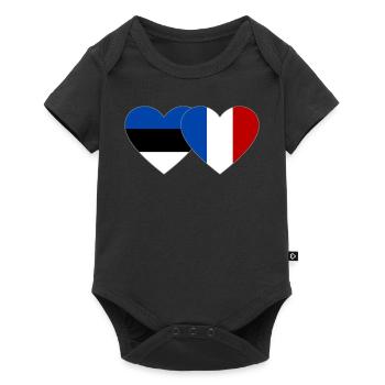 Estonie France Flag Coeur - Body à manches courtes Premium Bébé - noir - Devant