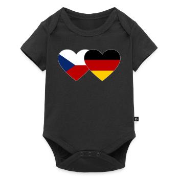 République tchèque Allemagne Flag Heart - Body à manches courtes Premium Bébé - noir - Devant