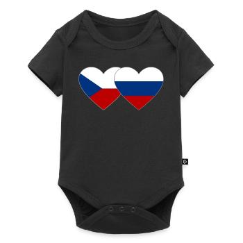 Czech Republic Russia Flag Heart - Baby Premium short-sleeve bodysuit - black - Front