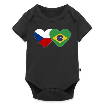 République tchèque Brésil Flag Heart - Body à manches courtes Premium Bébé - noir - Devant