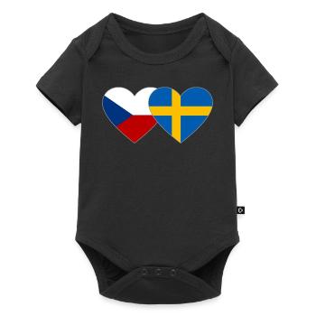 République tchèque Suède Flag Heart - Body à manches courtes Premium Bébé - noir - Devant
