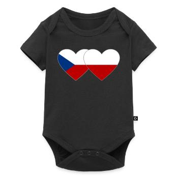 République tchèque Pologne Drapeau large - Body à manches courtes Premium Bébé - noir - Devant