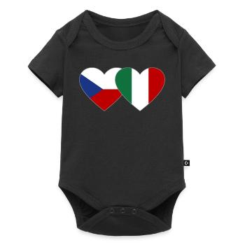 République tchèque Italie Flag Heart - Body à manches courtes Premium Bébé - noir - Devant