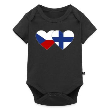 République tchèque Finlande Flag Heart - Body à manches courtes Premium Bébé - noir - Devant