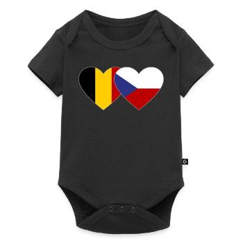 Belgique République tchèque Flag Heart - Body à manches courtes Premium Bébé - noir - Devant