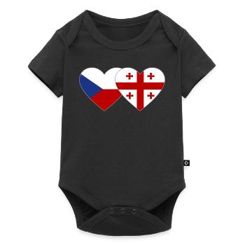 Czech Republic Georgia Flag Heart - Baby Premium short-sleeve bodysuit - black - Front