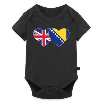 England Bosnia Flag Heart - Baby Premium short-sleeve bodysuit - black - Front