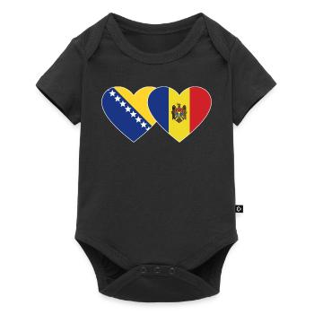 Bosnien Moldau Flagge Herz - Baby Premium Kurzarmbody - Schwarz - Vorne