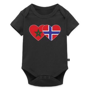 Morocco Norway Flag Heart - Baby Premium short-sleeve bodysuit - black - Front