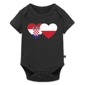 Croatia Poland Flag Heart - Baby Premium short-sleeve bodysuit - black - Front