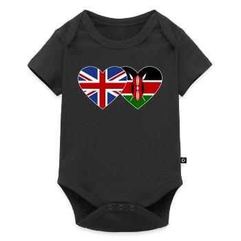 England Kenya Flag Heart - Baby Premium short-sleeve bodysuit - black - Front