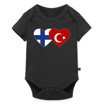 Coeur de drapeau Finlande Turquie - Body à manches courtes Premium Bébé - noir - Devant
