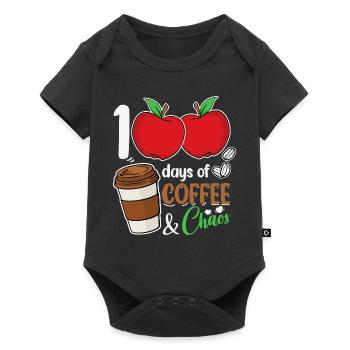 100 Days of Coffee & Chaos School Teacher - Baby Premium short-sleeve bodysuit - black - Front