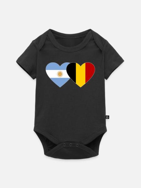 Argentine Belgique Drapeau Coeur - Body à manches courtes Premium Bébé - noir