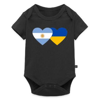 Argentine Ukraine Flag Coeur - Body à manches courtes Premium Bébé - noir - Devant