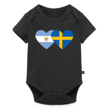 Coeur de drapeau Argentine Suède - Body à manches courtes Premium Bébé - noir - Devant